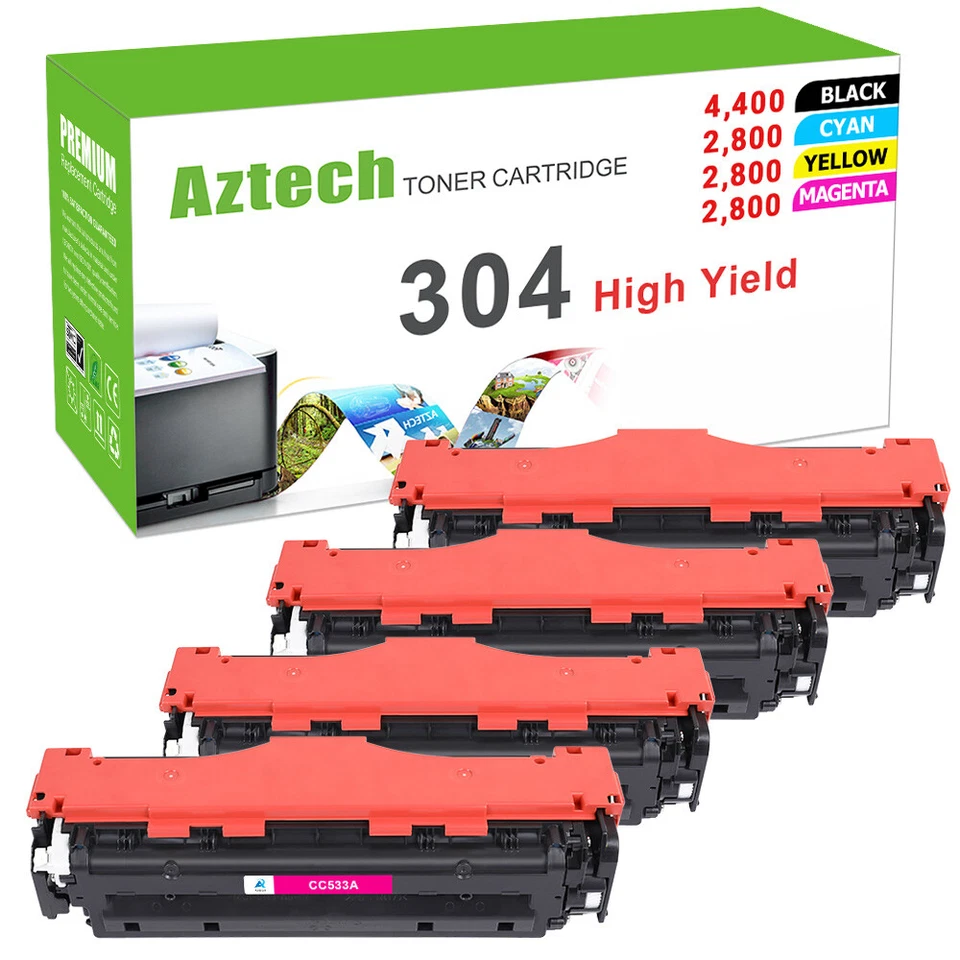 4 Pack CC530A-CC533A 304A Toner For HP Color LaserJet CP2025 CP2025n CM2320nf - Image 1 of 4