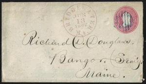 US 1862 CIVIL WAR PERIOD COVER Sc U34 BRIDGEWATER Ms IN RED TO BANGOR MAINE - Picture 1 of 1