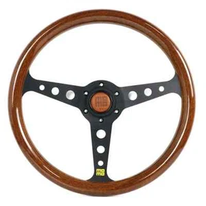 MOMO MOD.07 Heritage Woodgrain Mahogany Wood Steering Wheel Black Spoke 350mm - Picture 1 of 6