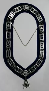 COLLAR DE CADENA DE LOGIA AZUL MASÓNICO CON JOYA DE OFICIAL DE DIÁCONO SUPERIOR GRATUITA - Imagen 1 de 4