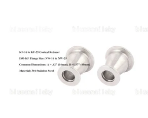 2Pcs KF25 to KF16 (NW16) Flange Vacuum Conical Reducer, Stainless Steel 304 - Picture 1 of 9
