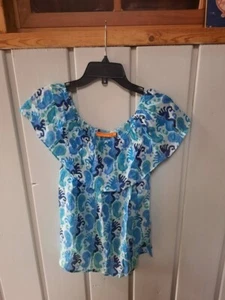 Blusa Campesina Oliphant Algodón Seda Hombro Descubierto Volantes Estampado Paisley Talla S - Imagen 1 de 7