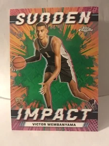 2024 Topps Chrome Victor Wembenyama Sudden Impact Green Refractor Spurs - Picture 1 of 4
