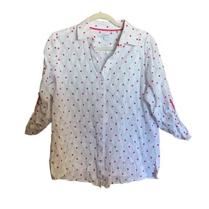 Foxcroft Shirt Womens 14 Multicolor Polka Dot Button Up Collared Blouse - Picture 1 of 7