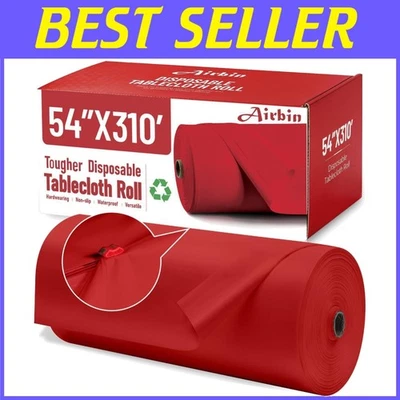 PEVA Plastic Tablecloth Roll - 310ft Red Table Cover - Image 1 of 4