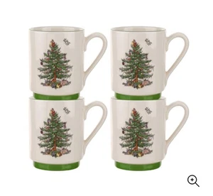 Spode Christmas Tree Stacking Mugs Set (4) Dishwasher & Microwave Safe Nice Cond - Picture 1 of 7