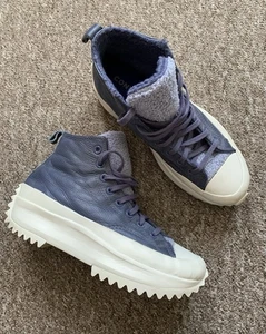 Zapatillas de senderismo Converse Run Star Reino Unido 8 cuero y Sherpa en muy buena condición informales vacaciones Hi - Imagen 1 de 8