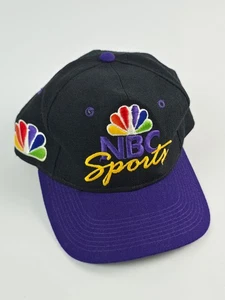 Vintage Sports Specialties NBC Sports Wool blend Snapback Hat Black Purple - Picture 1 of 8