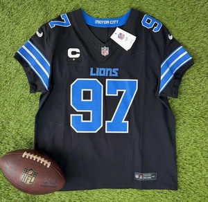 Aidan Hutchinson Detroit Lions Authentic 2024 Black Vapor FUSE Elite Trikot 48 - Bild 1 von 8