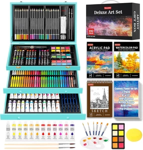 Art Supplies, Confezione da 192 Deluxe Art Set Disegno Pittura Forniture Art Kit con Acr - Foto 1 di 12