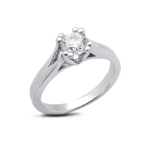 0.32ct I SI1 Round Natural Certified Diamond 14K Gold Solitaire Engagement Ring - Picture 1 of 4