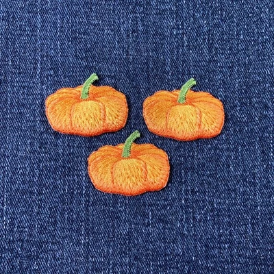 3-Pack Pumpkin Applique Patch - Embroidered Halloween Fall Autumn Badge 1-3/8" - Image 1 of 2