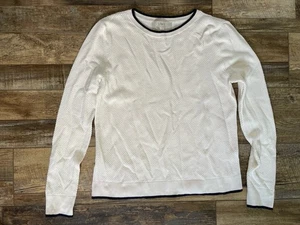 LOFT Damen Strickpullover creme rosa Struktur XL marine Borte Langarm - Bild 1 von 4