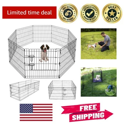 Cerca plegable duradera para perros - 8 paneles, impermeable y resistente al óxido, 24''x24"" Foto 1 de 4