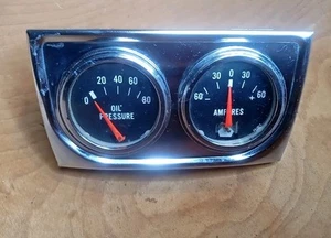Vintage RAC Double Under/Over Dash GAUGE SET, OIL & AMP Nice Condition! db - Picture 1 of 11