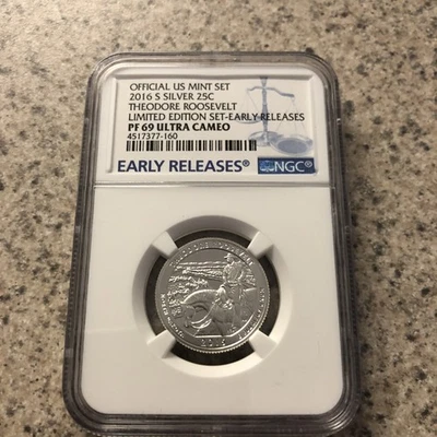 2016 US Mint 2016 S Silver 25 Cent Theodore Roosevelt Limited Edition PF69 (NGC) - Image 1 of 2