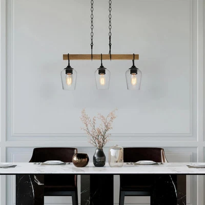 Lámpara de araña Uolfin Transitional negra para isla de comedor, 25 pulgadas 3 luces  Foto 1 de 4