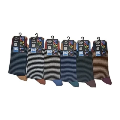 6 o 3Calze Lunghe ENRICO COVERI Uomo Cotone Caldo Righe Colorate Taglia Unica - Immagine 1 di 4