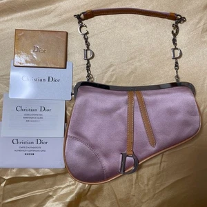 Christian Dior Classic Galliano Micro Mini Saddle Bag Silk Pink Pearl Rare - Picture 1 of 19