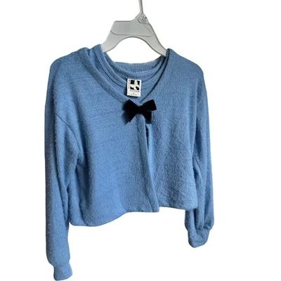 Conjunto sin mangas suéter borroso azul autoestima para niñas lazo negro - mediano nuevo con etiquetas Foto 1 de 4