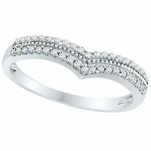 Neu zertifizierter 0,25 ctw Diamant Chevron Ring 10k Weißgold Größe 7 mit Echtheitszertifikat - Bild 1 von 6