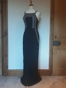 Damen Topshop langes schwarzes besticktes bequemes Maxikleid.   Größe 6 Eur 34 - Bild 1 von 6
