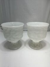 Set  Of 2 Vintage EO Brody Pedestal  Vase - Milk Glass White MCM Flower Vase