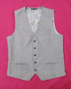 Men's PRIMARK Slim Fit Formal Party Wedding Waistcoat Casual Vest Grey Size S