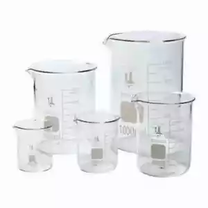 5 Stück Glas Labor Pyrex Becher Set Messbecher 50/100/250/500/1000 ML - Bild 1 von 1