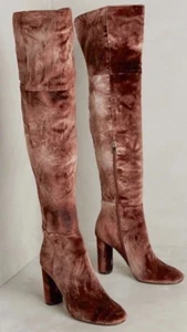 Free People Silent D Boot Over The Knee Heel Ombre Velvet brown tan 41/ 10 NEW - Picture 1 of 6