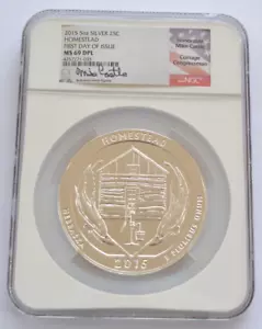 2015, NGC, America the Beautiful 5 oz, Homestead, MS69 DPL, First Day Castle Sig - Picture 1 of 8