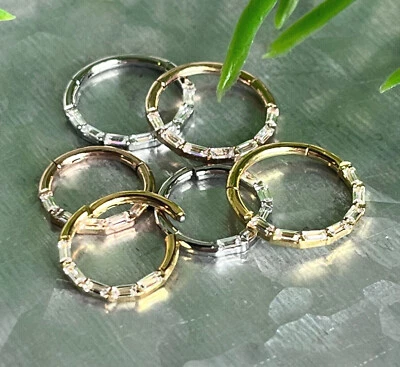 Anillo de segmento con bisagras gema baguette 1 pieza 16 g clicker de tabique hélice daith orbital Foto 1 de 3