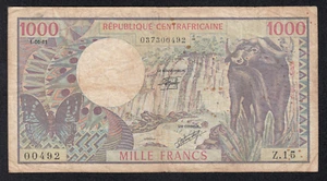RARE CENTRAL AFRICAN REPUBLIC BANKNOTE - 1000 FRANCS - P10 - 1981 - VF 🇨🇫 - Picture 1 of 3