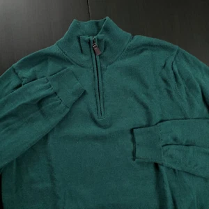 Jos A Bank Small** Travelers 1/4 Zip Merino Wool Sweater Dark Green - Picture 1 of 13