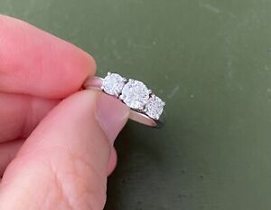 Platinum 3-stone diamond trinity ring,Tcw 1.09, Main stone .54, resizable