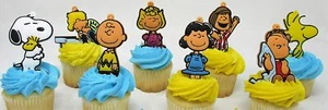 Charlie Brown Birthday Cupcake Cake Party Favor Set Featuring Snoopy, Woodstock - Picture 1 of 4