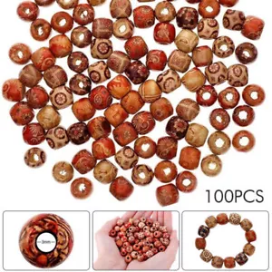 100pcs Bulk Lot Mixed Large Hole Wooden Beads for Macrame European Charms Craft - Picture 1 of 12