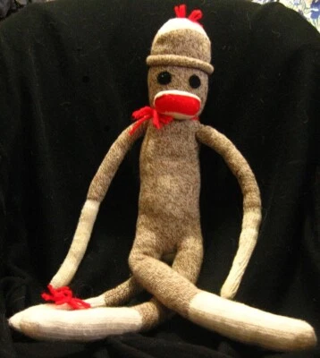 Vintage Sock Monkey~SKINNY ARMS and LEGS~"SLIM JIM"~24" Tall~Original Art! - Image 1 of 4