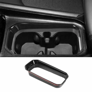 Black ABS Front Water Cup Holder Panel Cover Trim Fit For Jeep Compass 2021-2022 - Picture 1 of 10