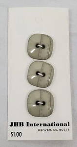 VINTAGE ~ Gray Square Button w/Accent - 3 Ea. #85825 3/4" - By JHB Int'L - 02 - Picture 1 of 7