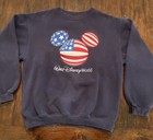 Womens Small Walt Disney World Crewneck Sweatshirt Navy American Flag