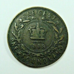 1888 NEWFOUNDLAND F/VF ONE CENT KEY DATE, FREE SHIPPING IN USA - Picture 1 of 2