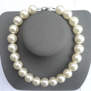 AAA+ Huge 16mm White South Sea Shell Pearl Round Beads Necklace 18 inch - Picture 1 of 12