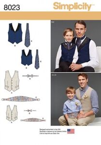 Simplicity Mens & Boys Sewing Pattern 8023 Waistcoat, Cummerbund & Bo...