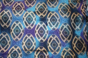 URBAN ETHINC - TRIBAL SHIELD IN BLUE BLACK AND GOLD - 100% COTTON FABRICS - Picture 1 of 3
