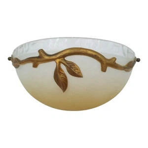 Hollywood Regency Half Moon Wall Sconce Lamp Light Shade Leaf Branch Vintage - Picture 1 of 12