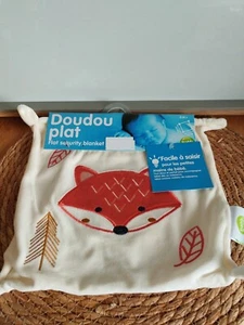 Doudou renard mouchoir plat écru feuilles sapins Babycalin Baby calin - Picture 1 of 2