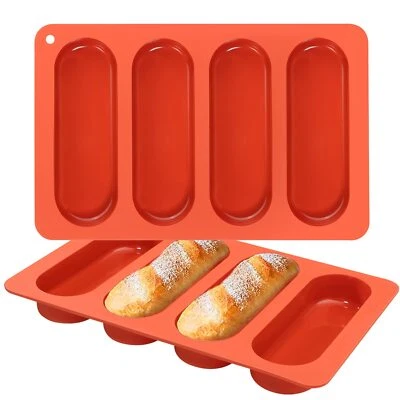 Hot Dog Brötchen Form Silikon 2 Stück Mini Baguette Backform Brötchenform für... - Bild 1 von 4