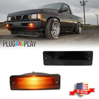 Luz de señal de parachoques delantero de humo para 88-97 Nissan D21 carrocería dura / 88-95 Pathfinder Foto 1 de 4
