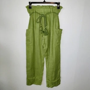 Wayan Natural Wear Baumwoll-Cargohose grün Seil Taille zum Binden Reisegröße Small - Bild 1 von 13